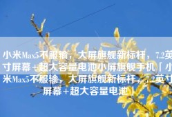 小米Max5不服输，大屏旗舰新标杆，7.2英寸屏幕+超大容量电池小屏旗舰手机「小米Max5不服输，大屏旗舰新标杆，7.2英寸屏幕+超大容量电池」